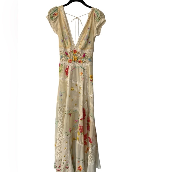 Free People Hibiscus Heaven Cream Embroidered Maxi Dress in size XS - Picture 7 of 11